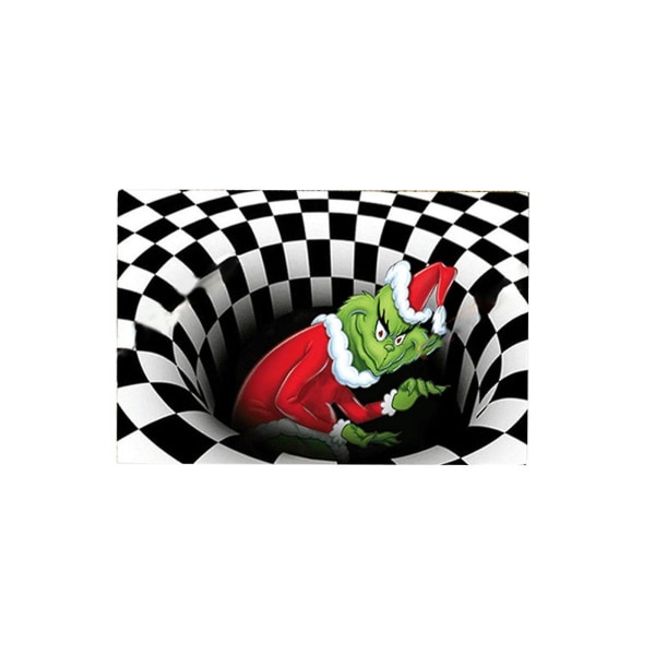 Jule 3D Illusion Dørmatte Antislip Gulvmatte Sengsideområde Tæpper Til Soveværelse Stue Børn 80X120cm Sort Stjålet Grinch Black Stolen Grinch 80X120cm