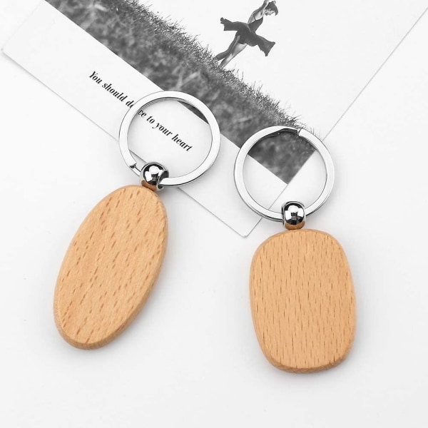 Træ Nøglering Blank Træ Nøglering Personlig Træ Nøglering Til DIY Håndværk Dekorationer Gaver Pyrografi (8 stk, Træfarve)