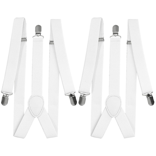 3-pack 2,5 cm Solida Suspender Y-form med 3 Klämmor för Män och Kvinnor (vit) 2-pack 2pcs