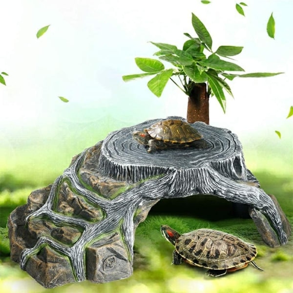 Skildpadde Sanctuary Terrarium Landhule Reptil Rampe Platform Sanctuary Dekoration Luftfugtighedshule Sten