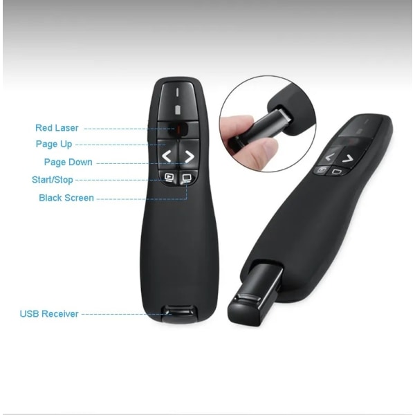 2-i-1 USB Type C Præsentation Clicker Trådløs Præsentation Fjernbetjening til Clicker med Hyperlink & Lydstyrke Kontrol Slide Advancer til M