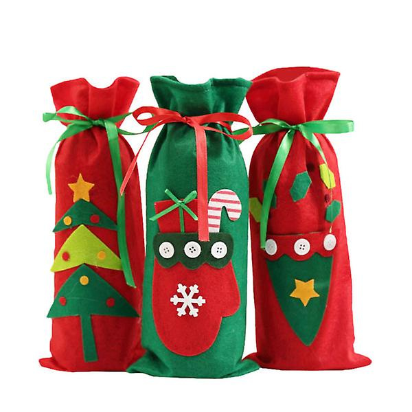 3 stk. Spiseborddekorasjon Julefestdekorasjoner Julegodteripose Vinflaskedeksel Juledekorasjon Rød 30X15CM Red 30X15CM
