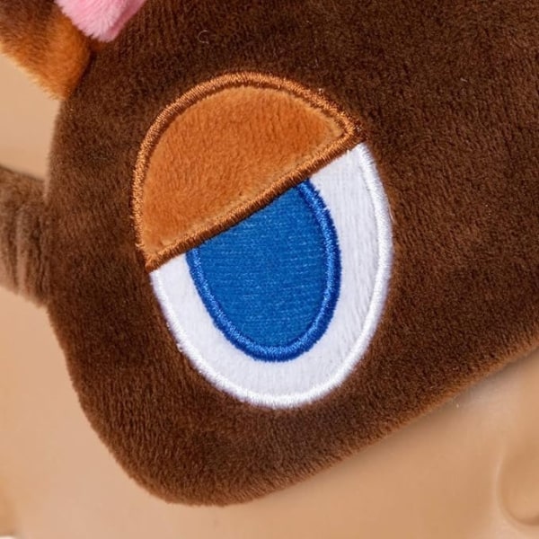Uutuus Tom Nook -silmäsuojus nukkumiseen, Pesukarhu-silmäsuojus, Superpehmeä ja sileä plyysi (Ruskea karhu)