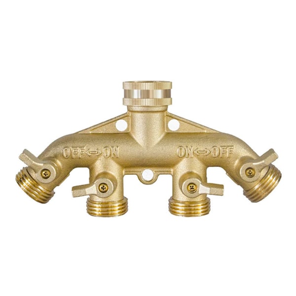 4-vejs Messing Slangedeler, Heavy Duty 4-vejs Have Slangeforbindelse 3/4 tommer, Solid 4-vejs Slange Adapter