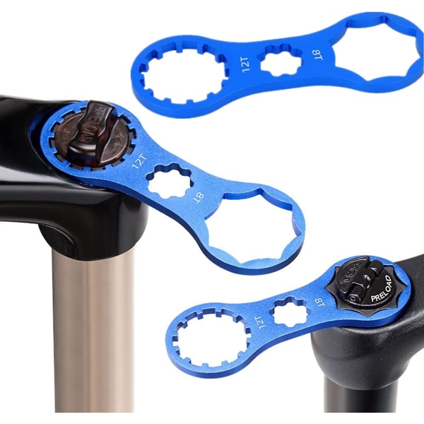 Forgaffelnøkkel Sykkel bunnbrakett fjerningsverktøy Sykkelakse aluminiumslegering skiftenøkkelverktøy for sykkelreparasjonsinstallasjon (4 stk, blå+rød)