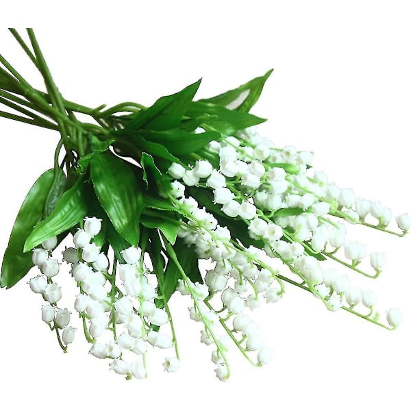 20 st konstgjorda liljekonvaljer, konstgjorda vita blommor, vindspel, orkidébukett, majblommor för hemmet, bröllop