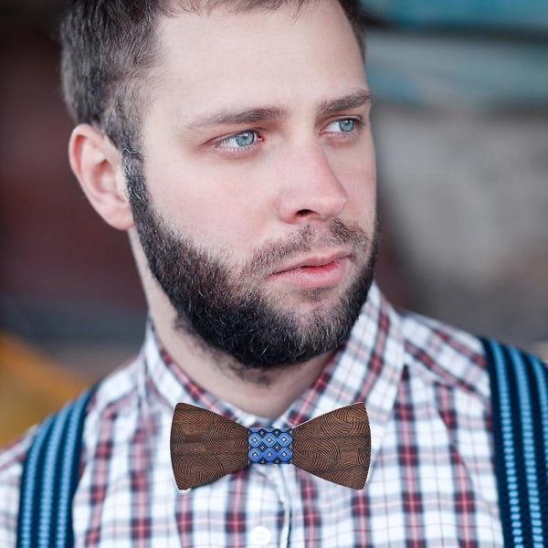 Træ Bowtie til Mænd, Naturlig Valnøddetræ Håndlavet Justerbar Træ Bowtie til Smoking Bryllup Fest Stil 1 Style 1