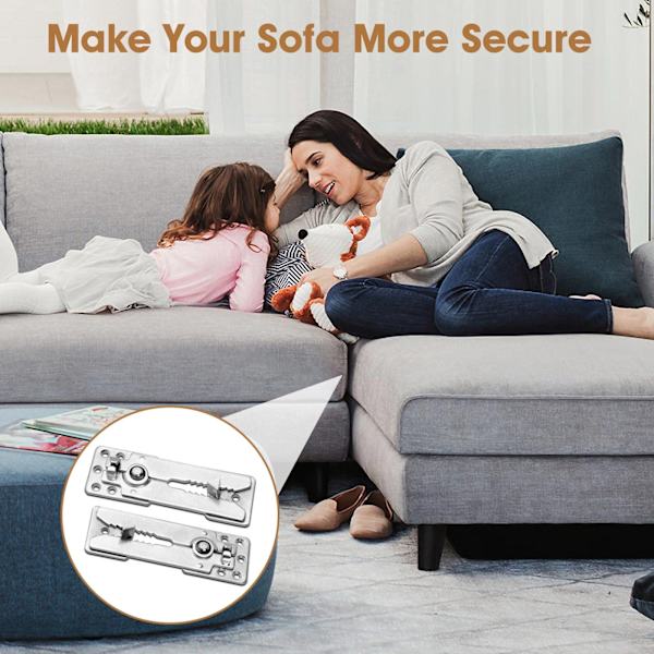 Sofa-sammenkoblinger, sofaforbindelser til sektioner, sofa-stikbeslag, egnet (sofa-alligatorclips 2 par)