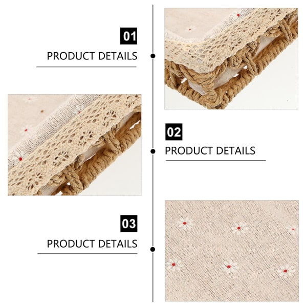 1 kpl Simuloitu Rattan-Punottu Työpöydän Säilytyskori Työpöydän Kori Järjestäjä Sekalaiset Värit 32X22X6CM Assorted Color 32X22X6CM