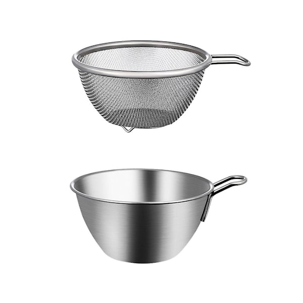 1 Sæt Rustfrit Stål Si-Drænbasket Med Bassin Risvaskeskål Metal Si-Sigte SifterSølv11.7X5.6X6.3CM Silver 11.7X5.6X6.3CM