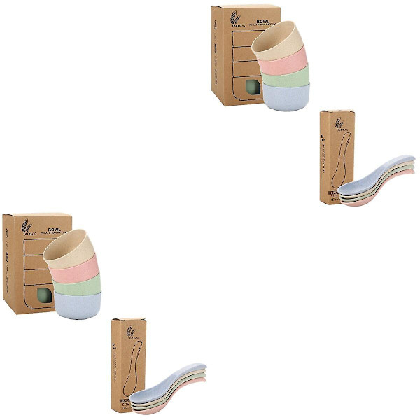 3-pack Vetehalm Servis Set Student Mikrovågsugn Uppvärmd Matbehållare För Kontor Utomhus Resor (4 2pcs 5.1x3.7x4.7cm