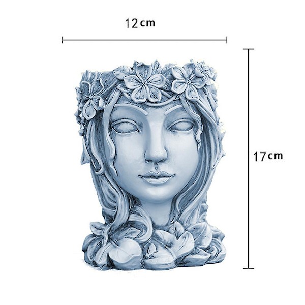 Grå Gudinne Hode Design Sukkulente Plantepotte, Dame Ansikt Blomsterpotte, Egnet For Kontor/hjem