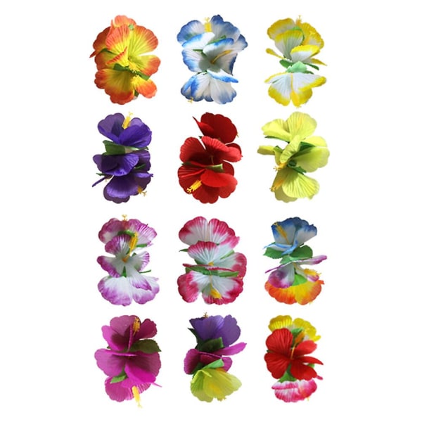 12 stk. Hawaii Hibiscus Blomster Hårklemmer Blomster Barrette Hår Hårtilbehør Til Kvinder Piger