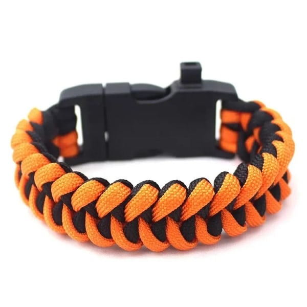 Armband - Justerbar - Tändare - Högvissla - Perfekt för vandring, camping, fiske och jakt - Svart och svart+orange