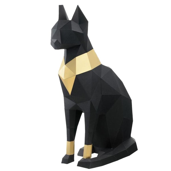 Hånddekorert 3D Stereoskopisk Papirmodell Geometrisk Origami Håndverk Katt Samleobjektsett Antikkens Egypt KattSvart30*10cm Black 30*10cm