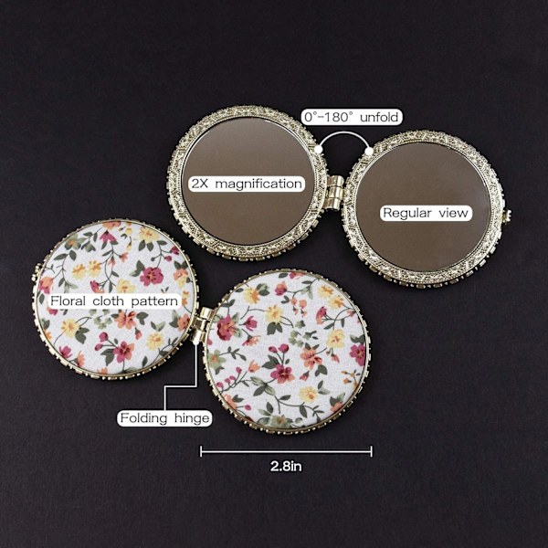 4 Pak Retro Blomster Makeup Spejl Lille Lomme Pung Spejle Skønhed Håndholdt Foldbar Bærbar Rejse Spejl til Kvinder Piger Dame