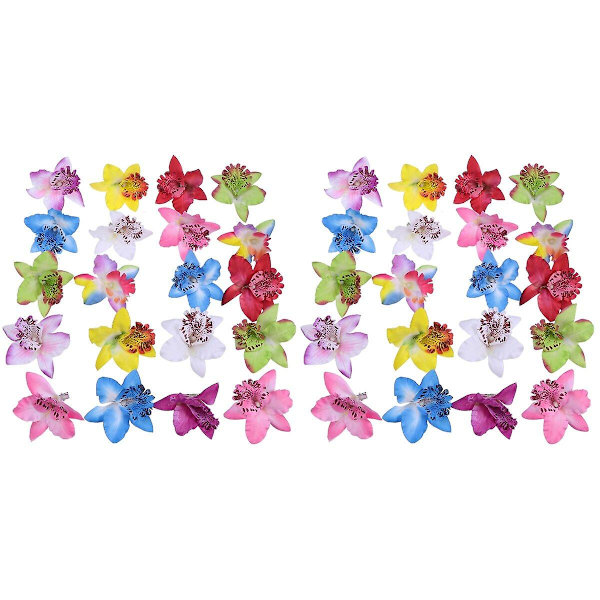 60 st Hårblommor Hårklämmor Flerfärgade Blommor Thailändsk Orchid Barrettes Håraccessoarer Hårnålar För 40 pcs