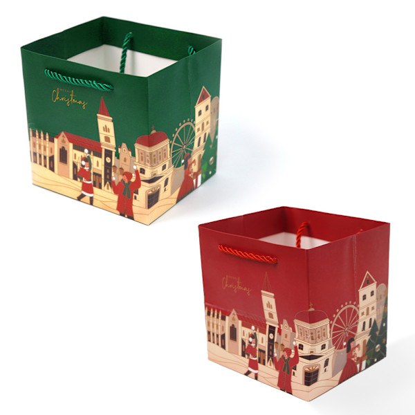 2-pakks Store Julegaveposer, Julegaveposer med Håndtak, for Julegodteriposer, Gaveinnpakning, Julefestutstyr