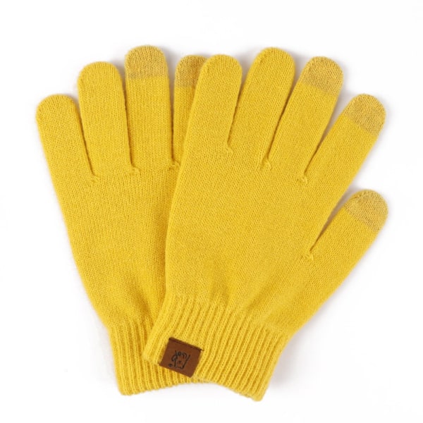 Vinterhandskar för kvinnor, stickade, varma, fem fingrar, färgdelade, pekskärm, hela (3 st)