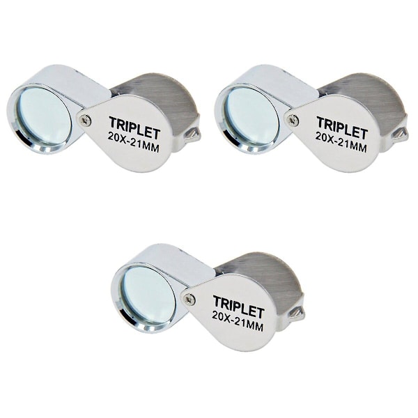 3 stk. Lommestørrelse Oplyst Forstørrelsesglas Juvel Loupe Med 20x Forstørrelse Til Fin Kunstinspektion/ S 3pcs