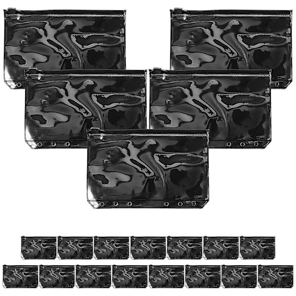 20 stk Bærbare Glidelåsposer Gjenbrukbare Glidelåsposer Perme Zip-poser A6 Glidelåsposer Svart 17,7X10. Black 17.7X10.6cm