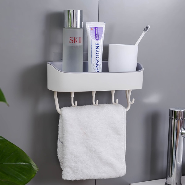 Badeværelseshylder Multifunktionel Toilet Punch-Free Opbevaringsstativ, Håndklæde Væghængt Vanity Stativ Køkkenvask Hylder 2 stk (Beige)