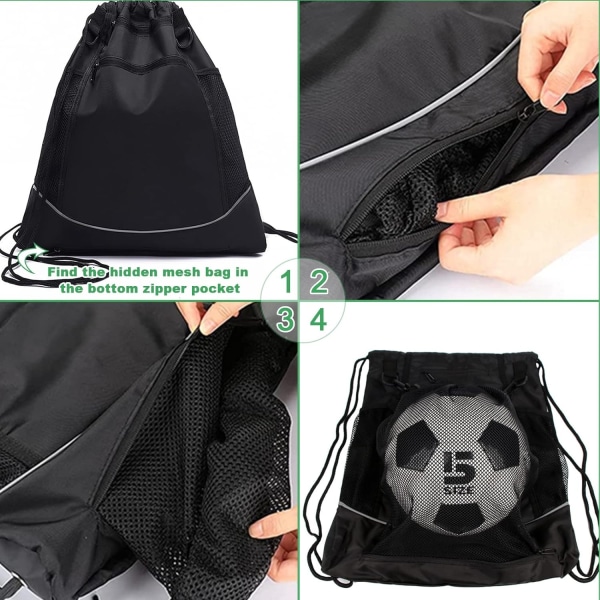 Drawstring Baseball Bag for Boys and Girls, Foldable Softball Backpack Gym Bag, T-Ball & Bat Bag with Detachable Ball Mesh Bag