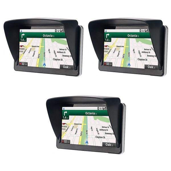 3-pack Universell Antireflex Solskydd Solskydd för 7-tums Bil GPS Navigator (svart)3-pack 3pcs