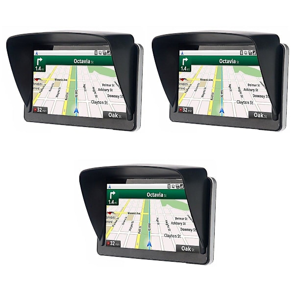 3 stk. Universal Anti-reflekterende Solskærm Solskærm til 7-tommer Bil GPS Navigator (sort)3stk 3pcs