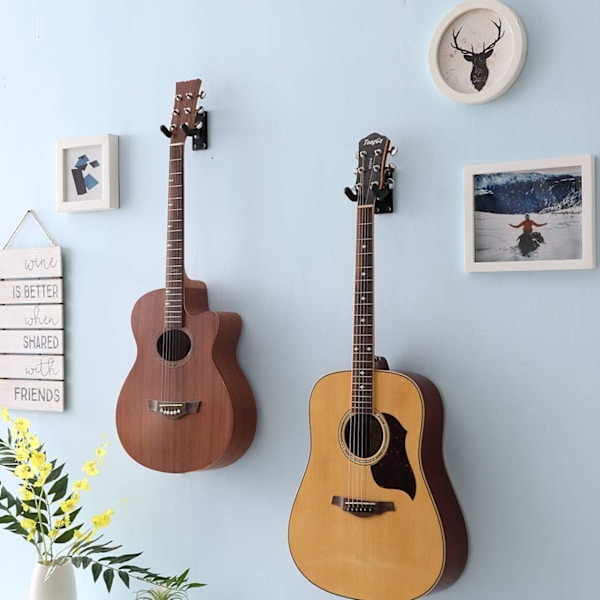 Gitarrväggfäste, Gitarrväggkrokar, Gitarrhängare Väggfäste Krok Hållare Stativ för Vägg 1-pack-Svart