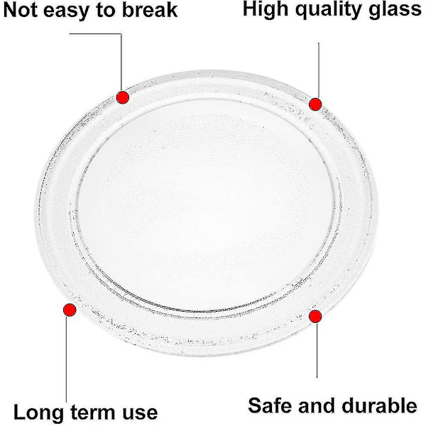 Mikrobølgeovn Glasplade Mikrobølgeovn Glasdrejeskive Plade Udskiftning Flad Bund Glasbakke 24,5 cm/9,6 Tommer (Flad Bund)