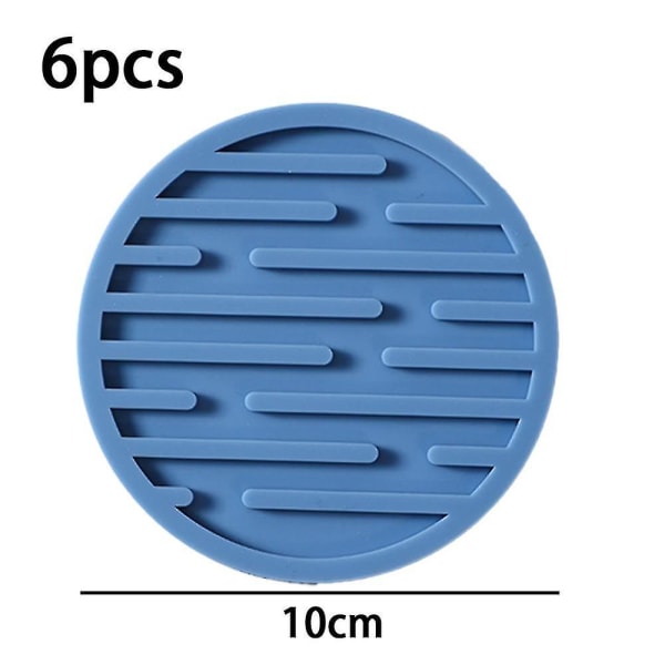 Underlag for kaffebord, drikkeunderlag 10 cm runde silikonunderlag teunderlag (6 stk)