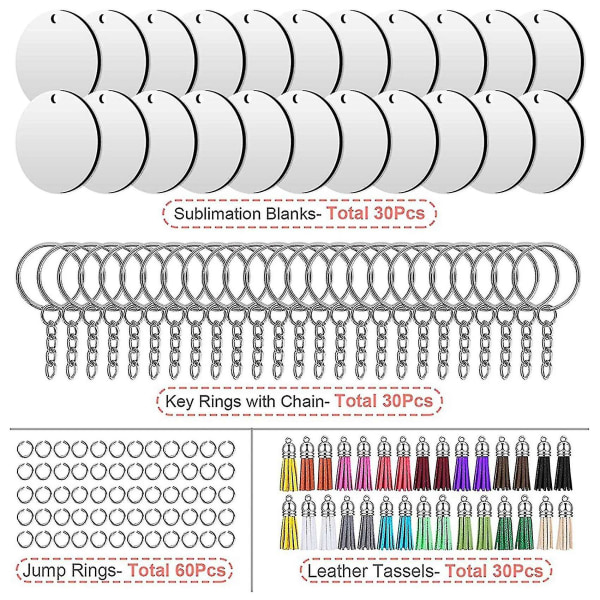 300 stk. Sublimation Blanks Nøgleringe Bulk, nøgleringe Ornament Sæt Kompatibel med Håndværk, smykkefremstilling