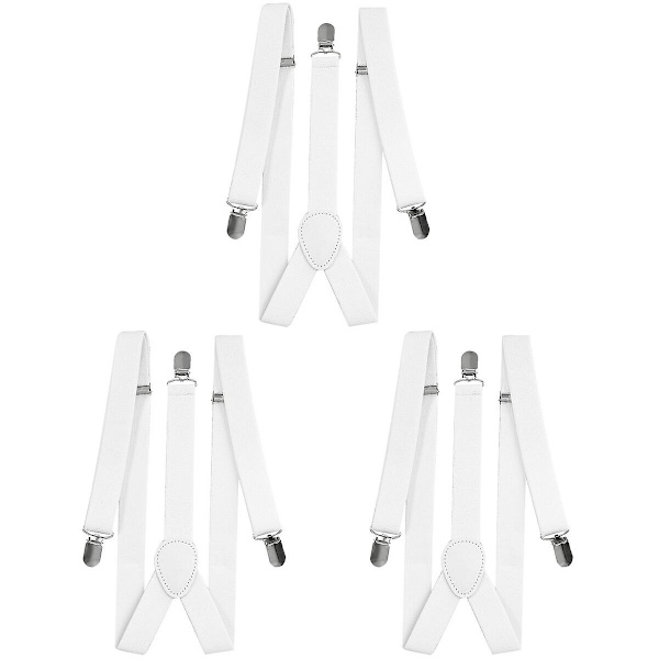 3-pack 2,5 cm Solida Suspender Y-form med 3 Klämmor för Män och Kvinnor (vit) 3-pack 3pcs