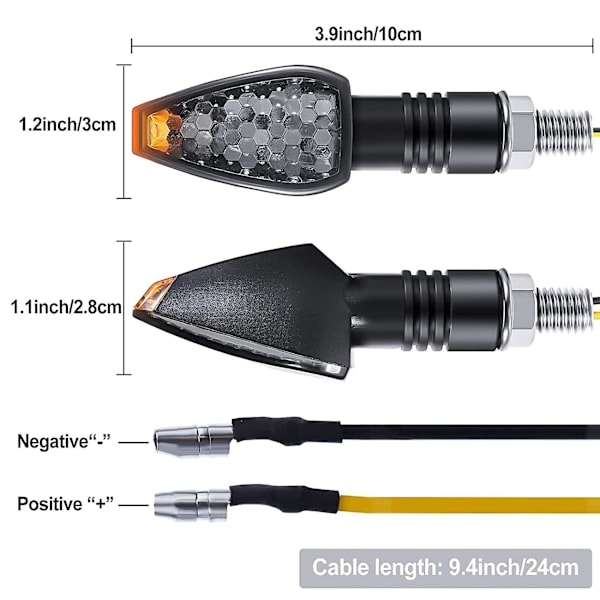 /Ryi/ 4 stk. motorsykkelblinklys 14 LED 12V Motorsykkel LED Blinklys