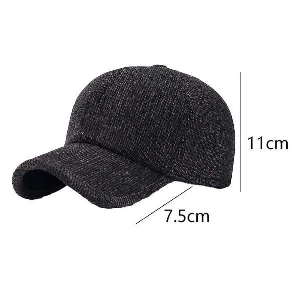 Mørkebrun Vinter Termisk Ull Tweed Baseball Caps med Spiss for Menn