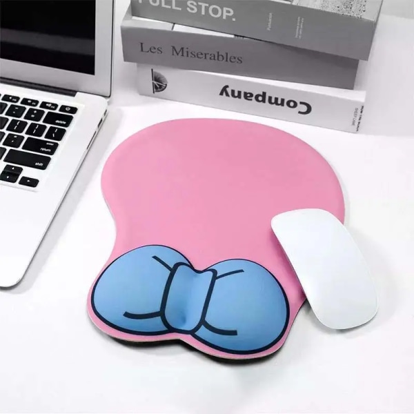 Mouse Pad Wrist Rest Cat Ergonomic Keyboard Complements Mouse Pad Anti-Slip PC Gamer Computer Mat Pink Gel Gaming Anime(255*213*28MM)