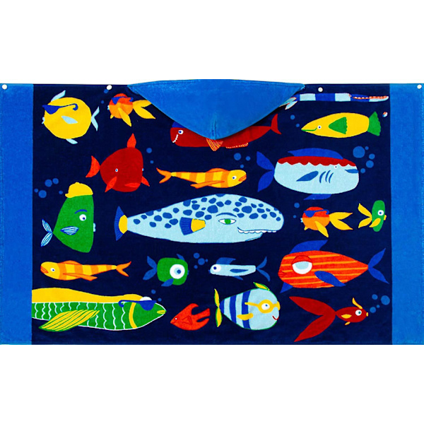 24x47 Fish Fun Strandhandduk Med Huva För Barn Småbarn Pojkar Flickor 3 Till 12 År, Storlek 24x47, Super Mjuk Absorberande Bomull För Bad/Pool/Strand