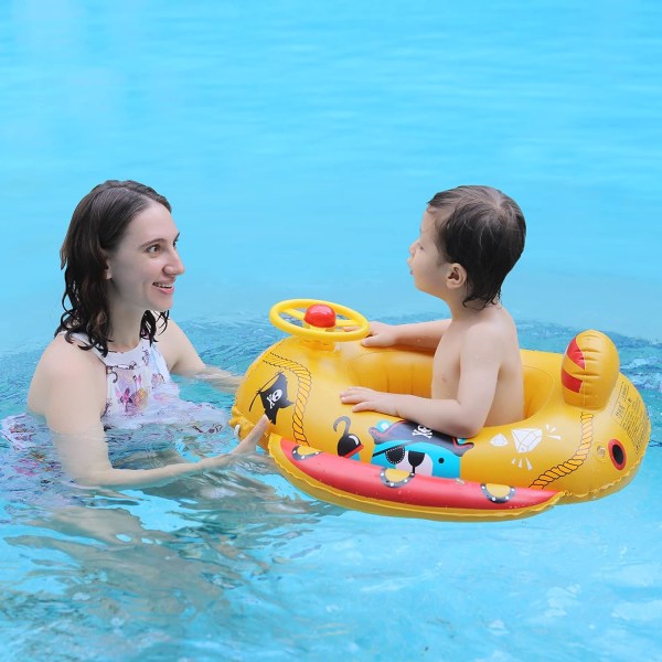 Puhallettava merirosvolaiva 2–6-vuotiaille lapsille (keltainen)