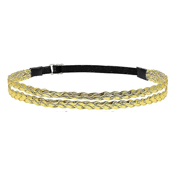 Justerbare elastiske flettede hårbøyler for kvinner, Boho-flettet hårbånd, hårtilbehør - Gul Yellow