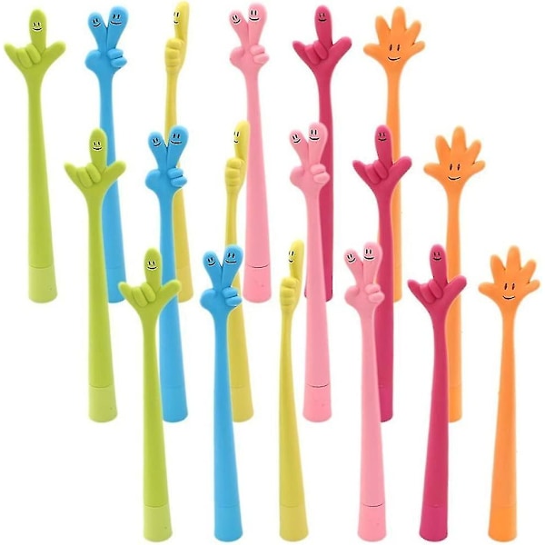 Sjove, bøjelige håndtegn kuglepenne til studerende gaver 0,5 mm sort blæk (18 stk) (a-1b)18 stykker 18 pieces