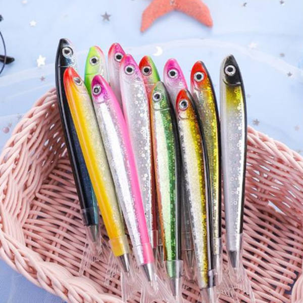 24 stk Tegneserie Simulering Fiske Design Kulepenn Kreative Signeringspenn Student Kontorrekvisita Skole 24 pcs 14.3*2.5cm