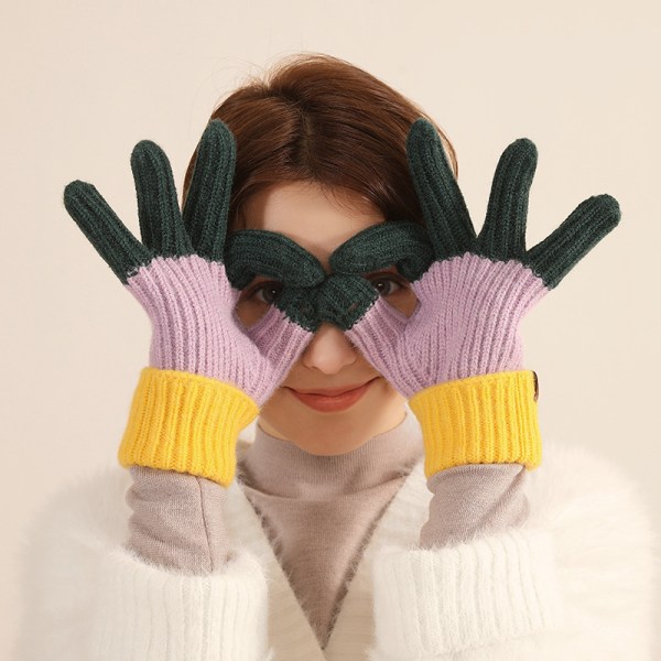 2 par varme strikkede hansker for kvinner, fingerløse sykling kuldesikre pluss fleecehansker - Vinterhansker for menn - Oppgradert touch for kvinner