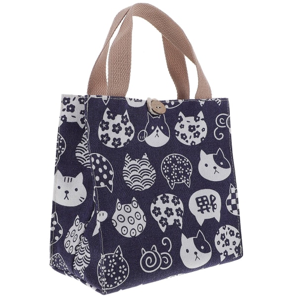 Sjarmerende Isolerende Lunsjpose Japansk Katt Lunsjpose Isolerende Lunsjbokspose Blå 21X21X12CM Blue 21X21X12CM