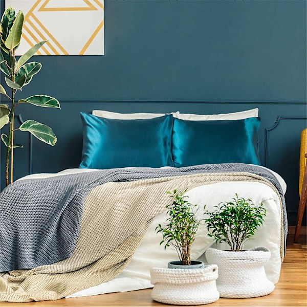Satin Kuddeöverdrag för Hår och Hud, 2-pack - Standardstorlek Kuddeöverdrag - Satin Kuddeöverdrag med Kuvertstängning Teal20 x 26 Teal 20  x 26