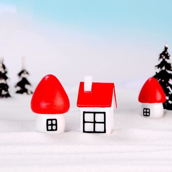 Jultillbehör Xmas Holiday Miniatyrprydnader Gör-det-själv-snöklotfigurer Juldekorationer för dockhus Tårtadekor 8ströd