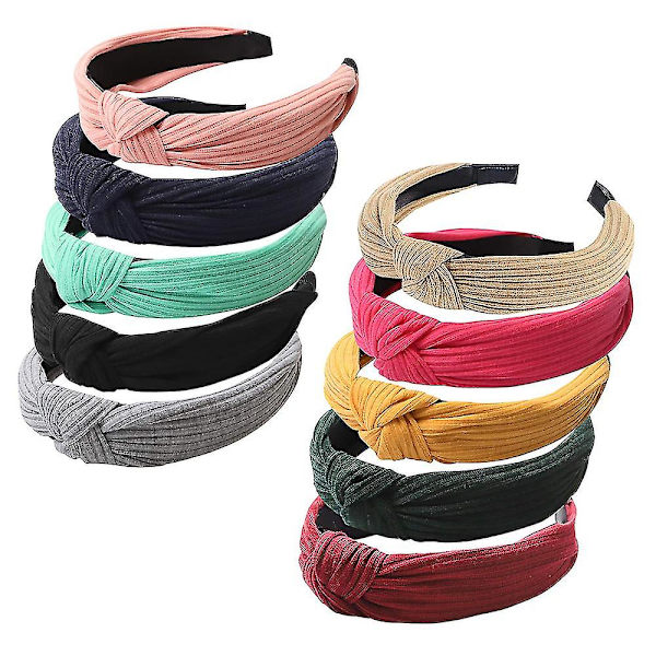 2 Pak Bredt Hårbånd Knude Bandana Hårbånd Elastisk