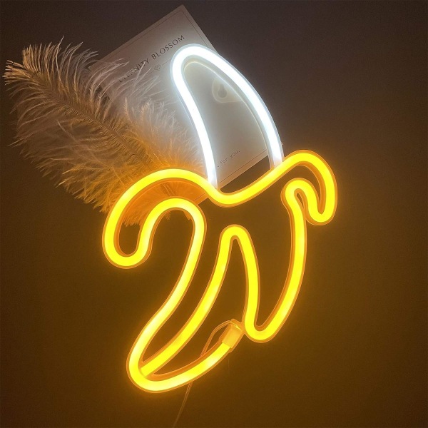 Banan Neon Skilt, Banan Neon Lys LED Neon Lys for Veggdekor, Nattelamper Lys Skilt for Jul, Bursdagsfest, Barn