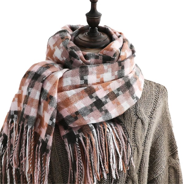 Dames Efterår Vinter Sjal Klassisk Flow Sugezi Sjal Varmt Ternet Sjal Lys Rosa Light pink