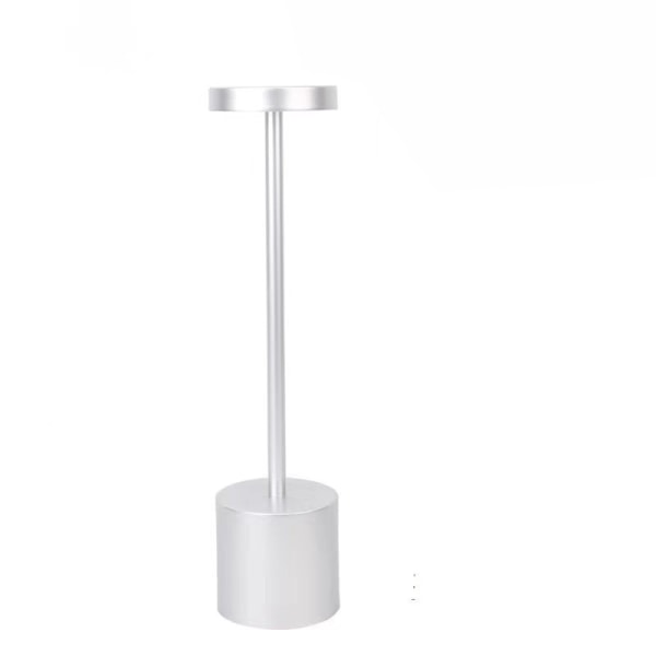 Utomhusbordslampa, LED-bordslampa, sladdlös bordslampa uppladdningsbar, 3 färger steglös dimning för restaurang (silver)